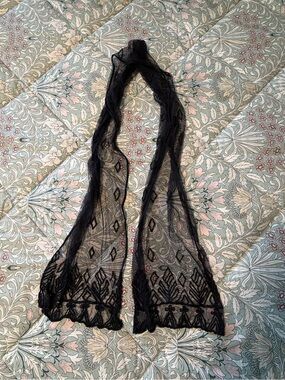 Black beaded Lace Scarf for Women - Elegant Sheer Accessory
